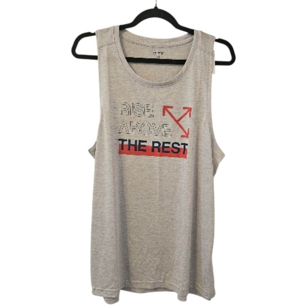Grey, Blue and Red Old Navy Men's Go-Dry Cool Odor-Control Core Graphic Tank Top